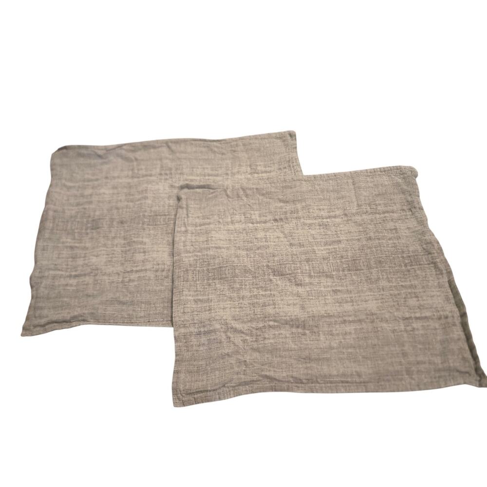 Set Of 2 RESTORATION HARDWARE Cotton Linen Blend Square Pillow Shams Gray